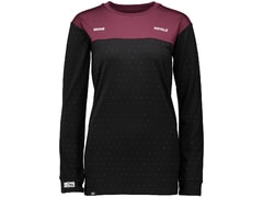 Triko Mons Royale merino BOYFRIEND LS burgundy / black birdseye - Triko Mons Royale merino BOYFRIEND LS burgundy / black birdseye