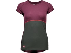 Triko Mons Royale merino BELLA TECH TEE GEO burgundy / forest green - Triko Mons Royale merino BELLA TECH TEE GEO burgundy / forest green