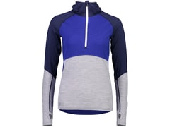 Mikina Mons Royale merino BELLA TECH HOOD electric blue / navy / grey marl - Mikina Mons Royale merino BELLA TECH HOOD electric blue / navy / grey marl