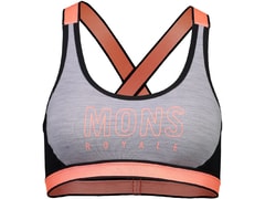 Podprsenka Mons Royale merino STELLA X-BACK BRA black / grey marl - Podprsenka Mons Royale merino STELLA X-BACK BRA black / grey marl