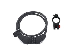 Zámek Force LUX spirálový kódový 85cm/10mm + držák, černý - Zámek Force LUX spirálový kódový 85cm/10mm + držák, černý