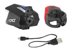 Sada světel Force MINI USB přední + zadní - Sada světel Force MINI USB přední + zadní
